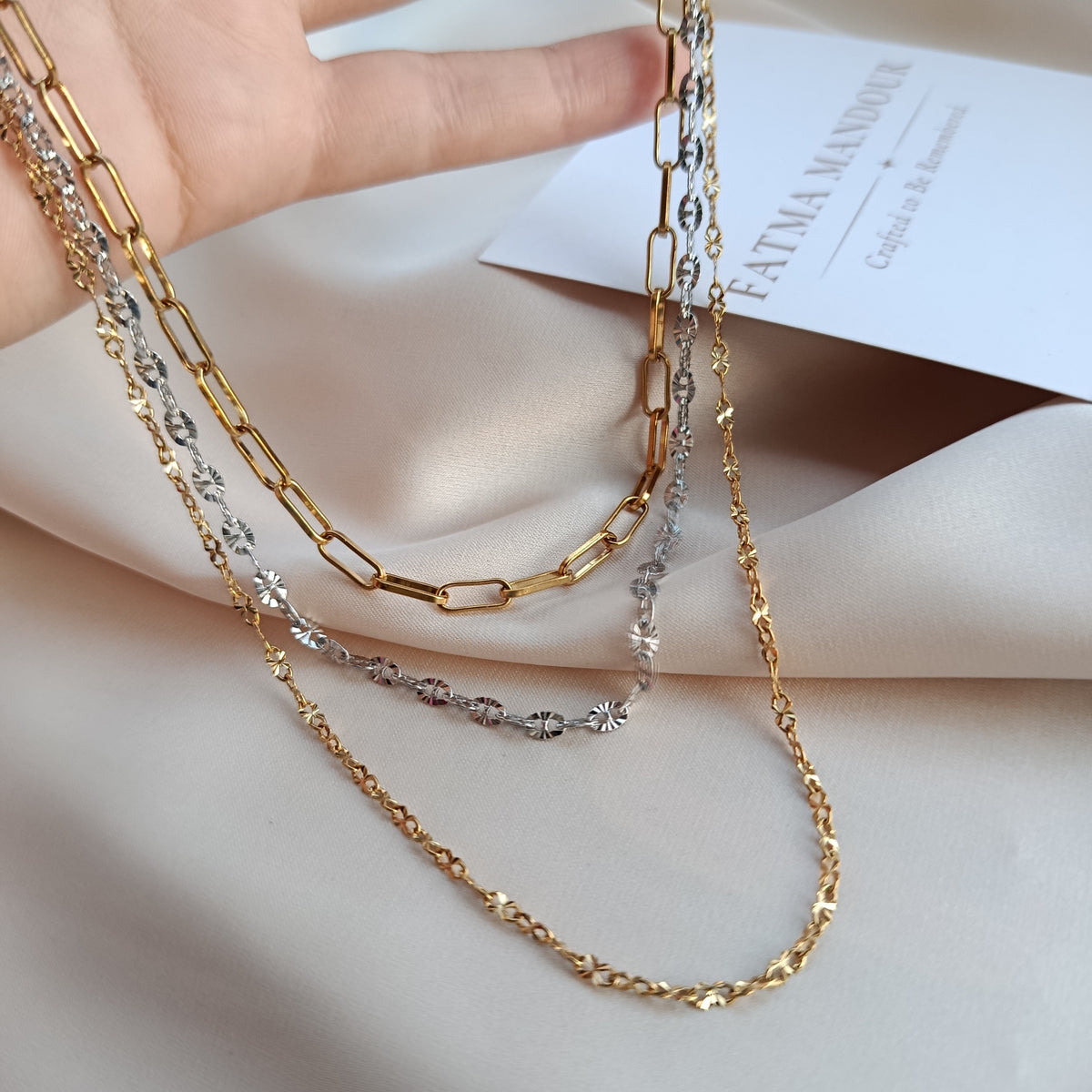 Layered Chain Necklace – Gold & Silver Mixed Stainless Steel