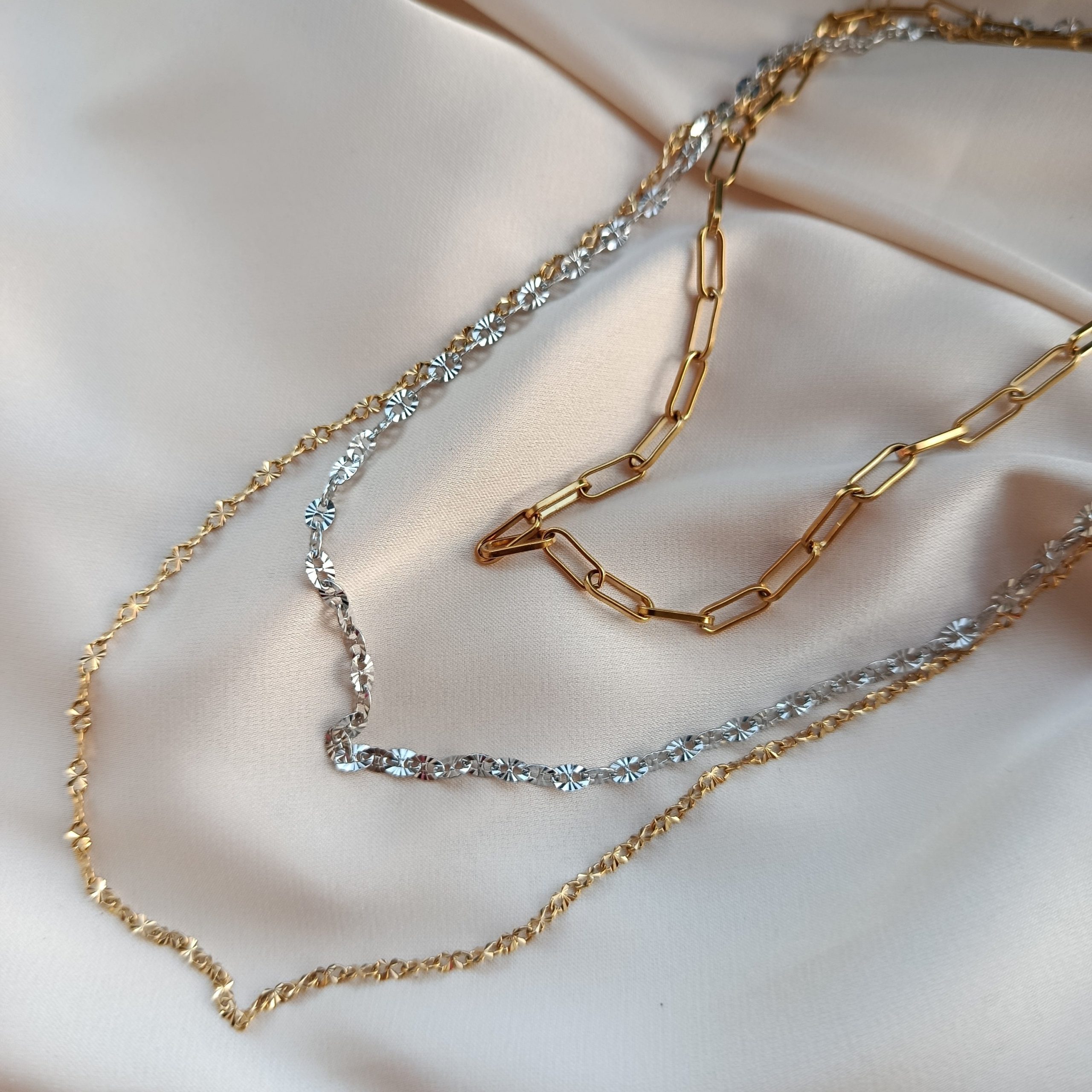 Layered Chain Necklace – Gold & Silver Mixed Stainless Steel - Image 7