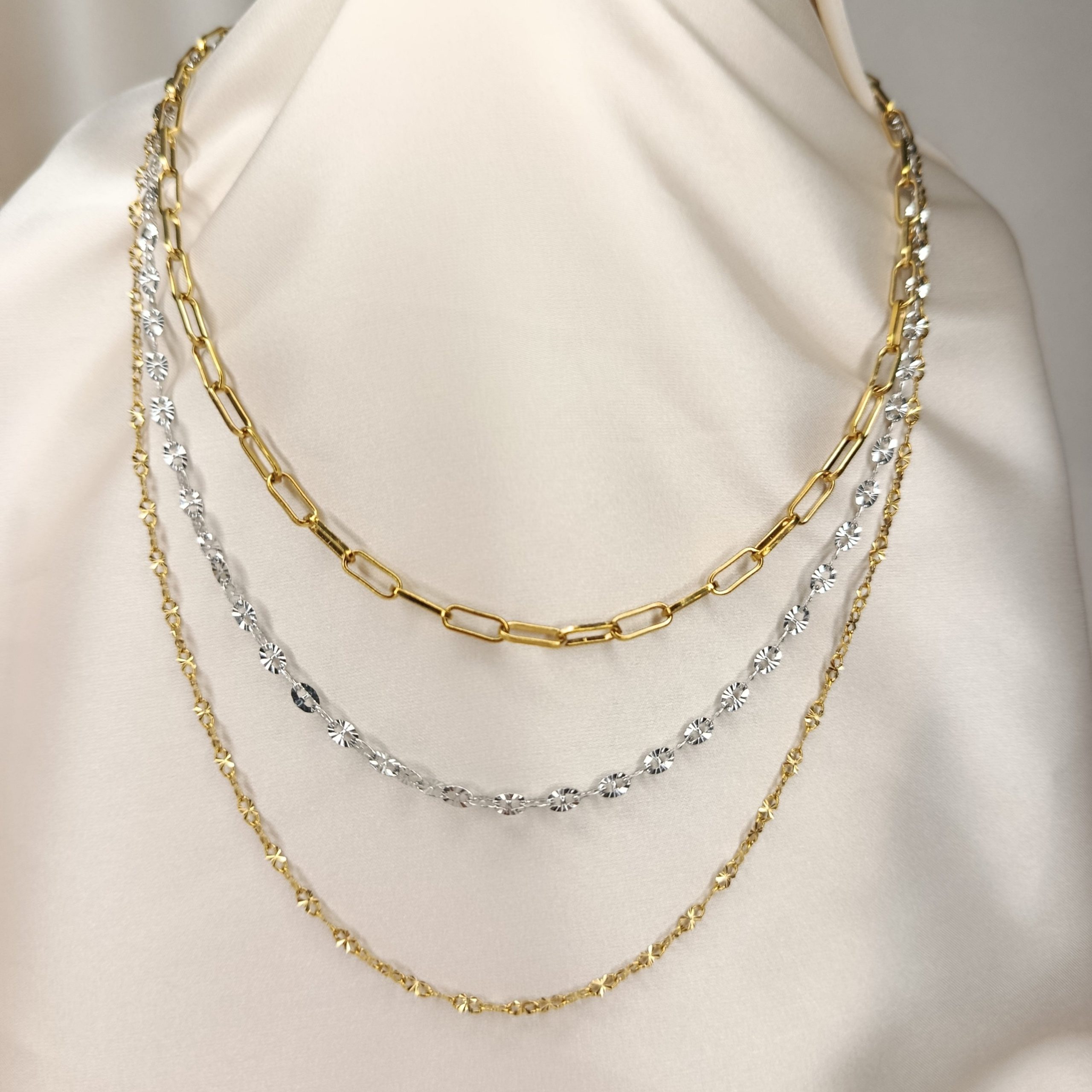 Layered Chain Necklace – Gold & Silver Mixed Stainless Steel - Image 5